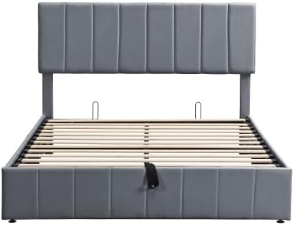 Miniatura 5 de Harper & Bright Designs Cama de plataforma tamaño Queen con almacenamiento inferior, marco de cama tapizado con cabecera y sistema de almacenamiento