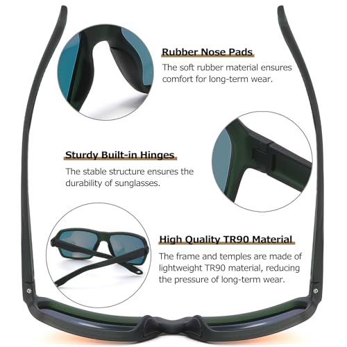 Men's Sunglasses Polarized Square Large Sun Glasses Stylish Sports Shades Cool Sunnies Driving Fishing SY61123