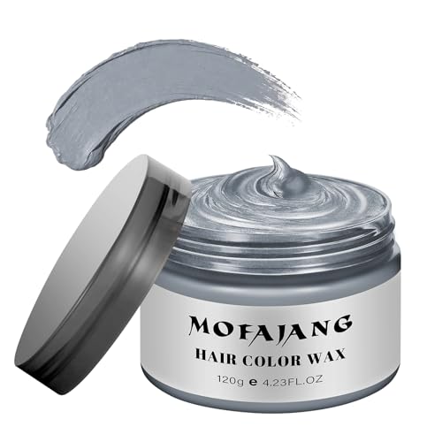 Temporary Silver Gray Hair Spray Color, Luxury Coloring Mud Grey Hair Dye Wax,Washable Treatment Hair Color Wax with All Day Hold works on white hair/non-pigmented hair for Party, Cosplay (1, Gray)