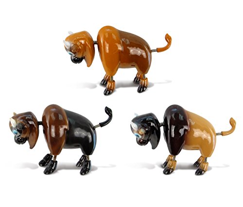 CoTa Global Buffalo Refrigerator Bobble Magnets Set of 3 - Assorted Color Fun Cute Wild Life Animal Bison Bobble Head Magnets For Kitchen Fridge, Home Decor, Cool Office Decorative Novelty - 3 Pack
