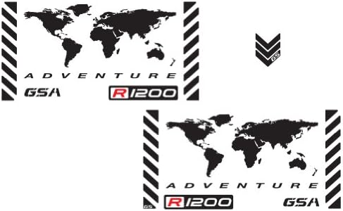 The Pixel Hut gs00003b - Adventure Motorcycle Reflective Decal Kit "World Adventure R1200" for BMW GSA Touratech Panniers - Black Reflective