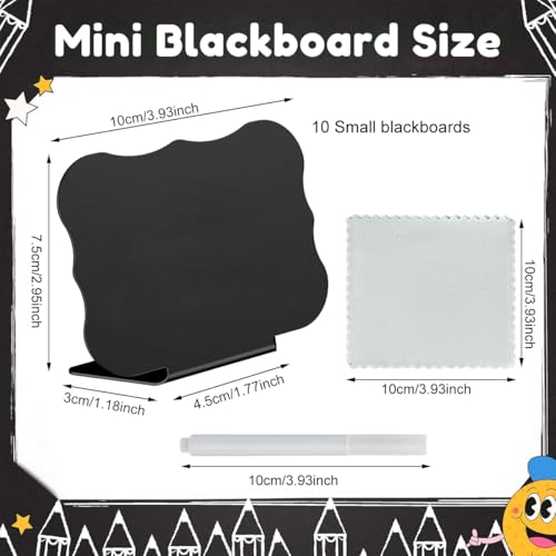 Image of Climberty 10 Pcs Mini Chalkboard Signs 10x7.6cm Wavy Edge Erasable Message Boards with 2 Markers for Table Decor Food Labels Buffet Display Party Name Tags