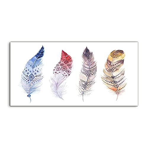 Tableau acrylique 120x60cm plumes pour habiller un grand mur vide de salon