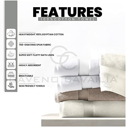 GC GAVENO CAVAILIA Soft Hand Towel 1 Piece, Egytian Cotton Bathroom Towel, 700 GSM Hotel Quality Towel For Gym, Saloon, Cream, 50X85 Cm, 706533