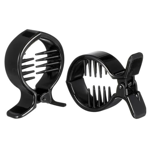 Beaupretty 2個丸型内歯ヘアクリップ フィッシュテールクリップ ポニーテールホルダー 強力なテンションのヘアクロー ブラック