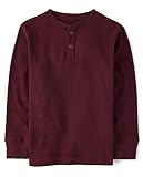 The Children's Place,Long Sleeve Thermal Henley Shirt,Redwood,XLarge (14)