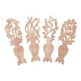 DOITOOL 4 Piezas Apliques de Madera Tallada para Armario y Cabecera Decoración sin Pintar con Motivos de Jarrón Chino Aplicaciones para Muebles Vintage Puertas y Chimeneas para Bricolaje