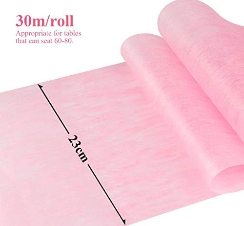 Anstore Table Runner, 23 cm x 30 m Non-woven Table Runner Roll, Table Ribbon Decoration for Event Wedding Party Communion (pink)
