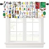 Yoakiet Alphabet Valances Curtain for Kids,Colorful Fun Cartoon Education Numbers Alphabet Learning Print Window Treatment Valance Rod Pocket Short Curtain for Baby Child Toddler 54x18inch