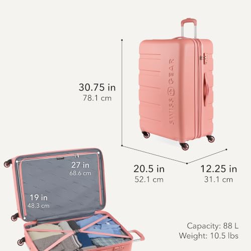 Image of SwissGear 7366, Coral Almond, Checked-Large 27-Inch, Signature Hardside Expandable Luggage With Spinner Wheels