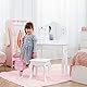 Fantasy Fields by Teamson Little Princess Anna Medium Kinder Schminktisch Schminkset mit Spiegel, Schubladen & Stuhl Hocker für Kinder Weiß TD-13366D