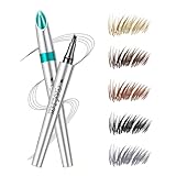5 Farben flüssig Härchenzeichnung Augenbrauenstift mit Micro-Fork-Spitze, natürlich Microblading Effekt für undichte Augenbrauen (#5 Dunkelgrau)