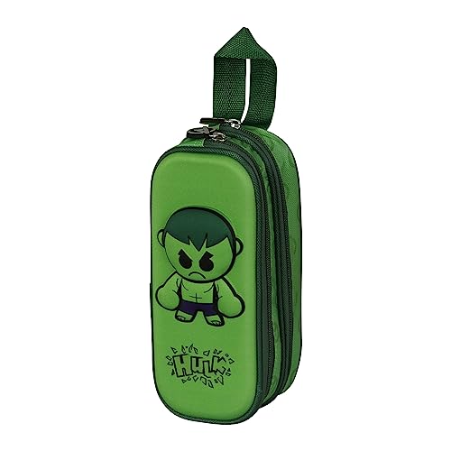Marvel-Estuche Portatodo 3D Doble, 22 x 9.5 cm, Verde Hulk