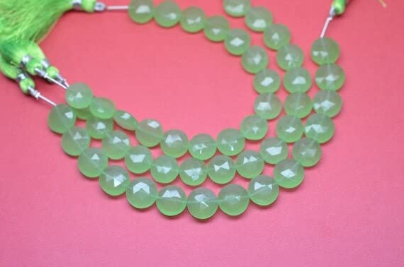 Perles préhnite quartz forme pièce 12-13mm pour création bijoux artisanaux
