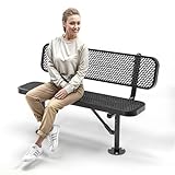 OUTTANS Heavy-Duty Outdoor Metal Bench, Thermoplastic-Coated, Surface, Weatherproof, Commercial-Grade for Parks, Gardens, Patios, Stores & More (4 Ft - Surface with Back, Black)