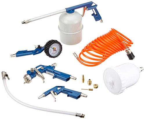 Scheppach 7906100723 8 Piece Air Tool Kit Set +, Spray And Cleaning Gun, Tyre Inflator, Paint Spray Gun Air Blow Gun, Hose And Nozzles