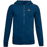  Under Armour Boys\' Rival Fleece Full Zip Hoodie , Graphite Blue (581)/Onyx White , Youth Small
