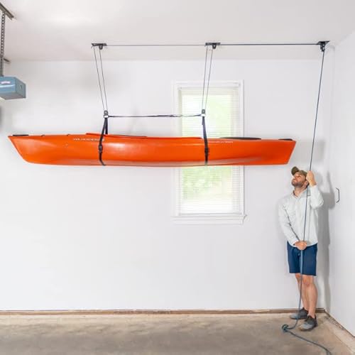 Teal Triangle Elite Kayak Pulley System, 150 Lbs Ceiling Hoist, Kayaks, Canoes, And Paddleboards #TOP2
