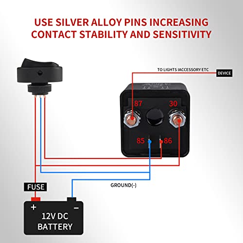 Apiele Continuous Duty Relay 12V Dc 120A 4 Pin Spst On/Off Split Charge Relay Switch 1No 4 Terminal For Truck Boat Marine #TOP4