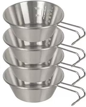 Camp Bowl Travel Sierra Cup Outdoor Portable Tableware Equipment 4pcs Set18.6oz, 10.15oz,304 Stainless Steel Foldable & Lockable Handle Carry Sturdy Lightweight Picnic,Hiking, Backpacking Outdoor