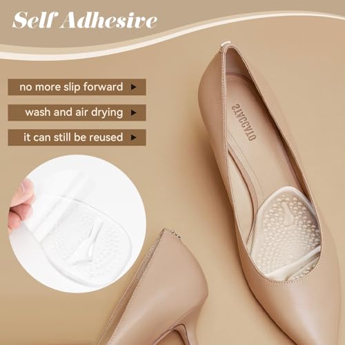 Image of 2 Pair Gel Cushion Insoles Adhesive Cushioning Insoles Sandals Flats Dress Shoes, Ball of Foot Cushions Heel Cushion Inserts for Women for High Heels Sandals Flats Boots Pumps (Clear, Black)