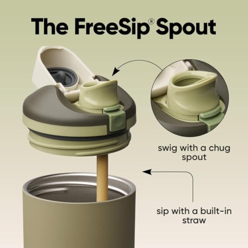 Image of Owala FreeSip Tumbler Insulated Stainless Steel Water Bottle with Built-in Straw and Side Handle, For Travel, Work, School, and Sports, 40oz, BPA Free, Leak Proof, Off Road