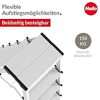 Hailo D60 StandardLine Alu-Doppelstufenleiter - 2x7 Stufen bis 150 kg - Leiter mit Spreizsicherung - Füße mit Soft-Grip-Sohle - mit stabilen Eckversteifungen - Alu Bockleiter rostfrei - Silber – Ansicht 2