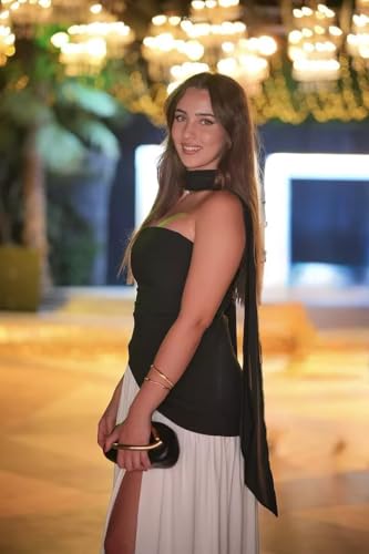 Women's Strapless Chiffon Bridesmaid Dresses with Scarf Long Asymmetrical Pleated Prom Formal Evening Gowns3