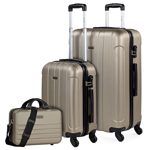 ITACA - Valise Grande Taille. Grande Valise Rigide 4 Roulettes - Valise Grande Taille XXL Ultra Légère - Valise Soute Avion de Voyage en Matériau ABS - Valise de Voyage. Combinaison Verroui, Champagne Cover