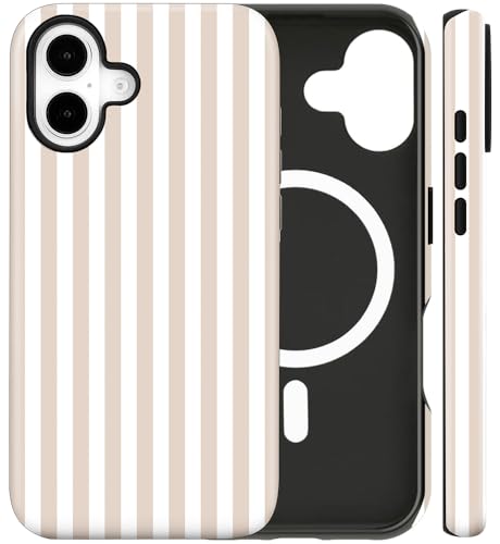 flewfun Magnetic Cute Stripes Phone Case for iPhone 16, Apricot by flewfun - Used condition - Image 2