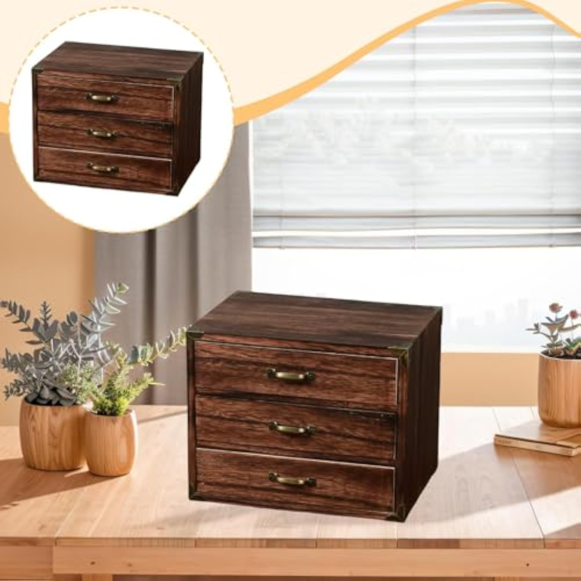 Wooden Desktop Organizer Drawers for Home Office