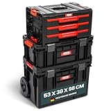 Q Brick Set de 7 chariots à outils, taille XL, servante d'atelier, avec de nombreux accessoires l x p x h en cm : 53 x 38 x 98 cm Le mobile polyvalent, privé et commercial