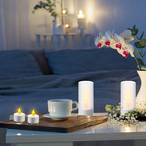 12 Pcs Flameless Candles, Rechargeable Candles Led Flickering Tea Lights 12 Frosted Cups With Charging Base For Christmas Party Restaurant Decoration, Weddings, Bar #TOP6