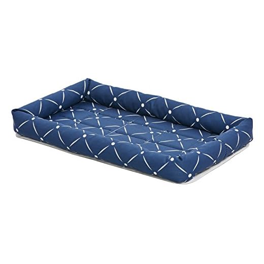 MidWest Homes for Pets 40222-BLD Quiet Time Couture Ashton Bolster Pet Bed, Small Dog/22, Blue