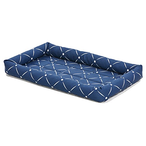 Image of Midwest Homes for Pets 40222-BLD Quiet Time Couture inchAshton inch Bolster Pet Bed, Small Dog /22 inch, Blue