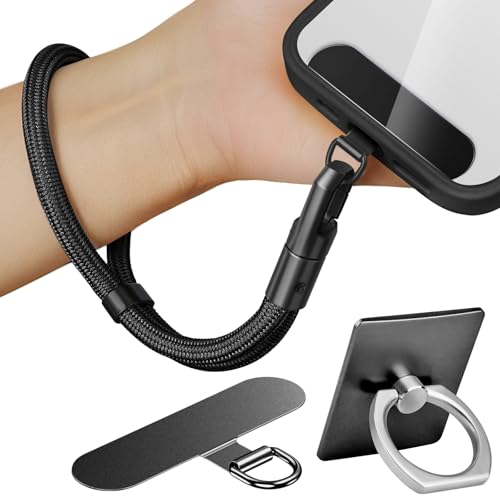 Marveleese Catena per cellulare universale, cordino per cellulare, adatto per tutti gli smartphone con 1 toppa universale, cinturino per cellulare combinabile con ogni custodia, regolabile e
