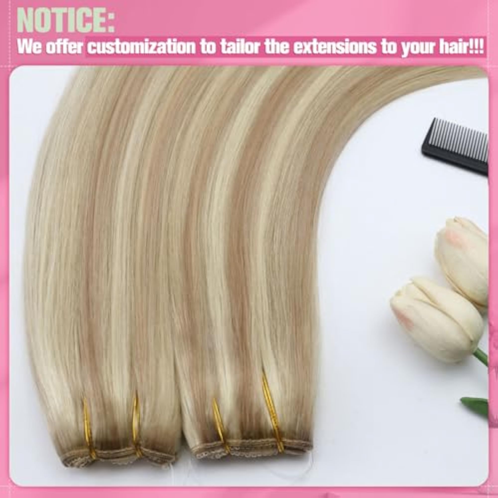18 Inch Invisible Wire Halo Hair Extensions, Ash Blonde Highlight