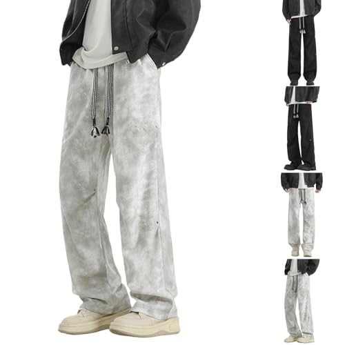 Men's Baggy Sweatpants Elastic Waist Drawstring Wide Leg Lounge Track Pants Casual Loose Joggers with Pockets