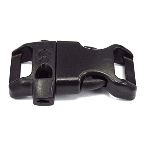 FeeJoo 5/8" Contoured Plastic Emergency Survival Whistle Buckle for Paracord BraceletsBlack 25 Pack Cover