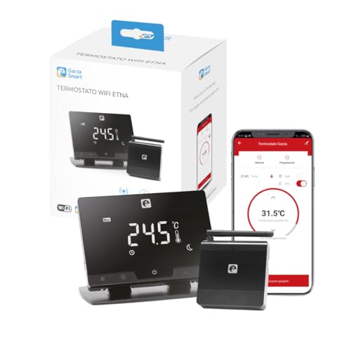Garza Smart - Termostato Inalámbrico Wifi Inteligente Para Caldera Y Calefacción, Programable, Pantalla Táctil, Wifi 2.4ghz, Control Remoto Por App Y Por Voz Alexa Google, Color Negro