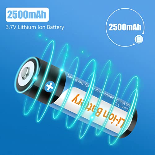 Fitinoch 18650 Rechargeable 3.7V Li- Ion Button Top Battery 2500Mah (2 Pack) #TOP2