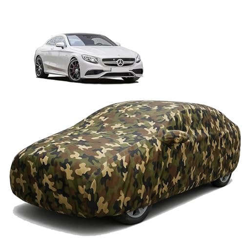 Image of Sulfar 100% Waterproof Car Body Cover Compatible with Mirror for Mercedes Benz S-Coupe with Long Lasting Durable Material (Triple Stitched, Full Bottom Elastic, Camouflage Army)