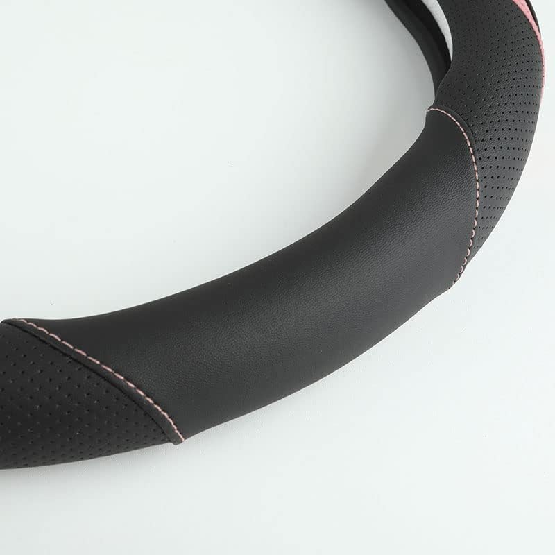 Szttswamp Car Steering Wheel Cover, Microfiber Leather Pink 14.5-15 Inch
