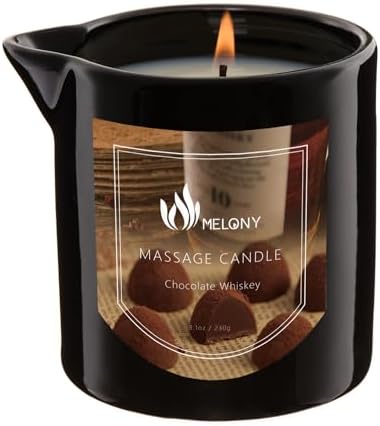 MELONY Massage Candle, Moisturizing Body Oil Candle for Couples and Home SPA, Luxury Relaxing Gifts for Men, 8.1oz (Chocolate Whiskey)