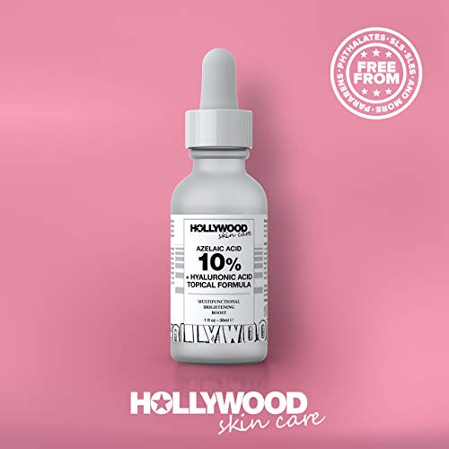 Azelaic Acid 10% Facial Serum With Redness Relief And Acne Blemish Control + Hyaluronic Acid And Niacinamide - Skin Brightening Serum By Hollywood Skin Care #TOP6