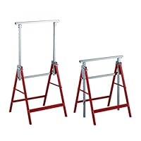 Relaxdays Klappbock, 2er Set, 7-Fach höhenverstellbar, bis 200 kg, klappbare Arbeitsböcke, Werkstatt, Stahl, rot/Silber