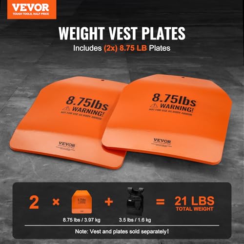 VEVOR Curved Weight Vest Plates, 8.75 LB Pairs, Steel, Orange, Weight Plates, Weight Plate, for Strength Training, Running, Heavy Workouts by VEVOR - Image 2