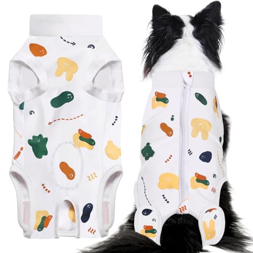 Comwish Large Spay Neuter Dog Recovery Surgical Suit with Pee Hole