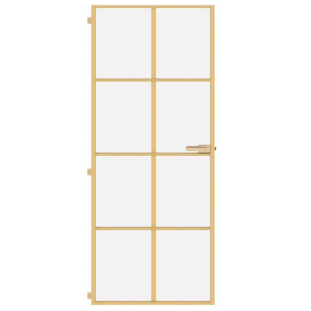 Drzwi wewnętrzne Slim Golden 83x201.5 cm szkło hartowane i aluminium materiały budowlane drzwi domowe