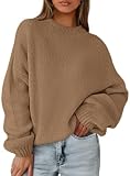 PRETTYGARDEN Women's Fall Oversized Holiday Sweaters (Camel,L)